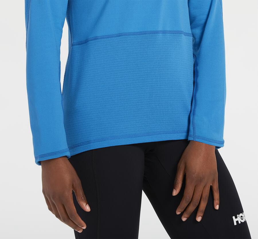 Hoka Australia One One 1/2 Zip Midlayer - Womens Tops Blue - QRSYW-2801